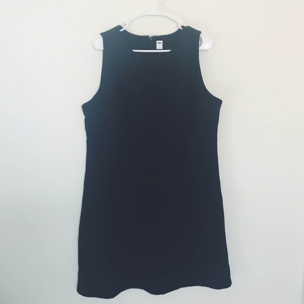 Ponte Knit Ribbed Black Shift Dress